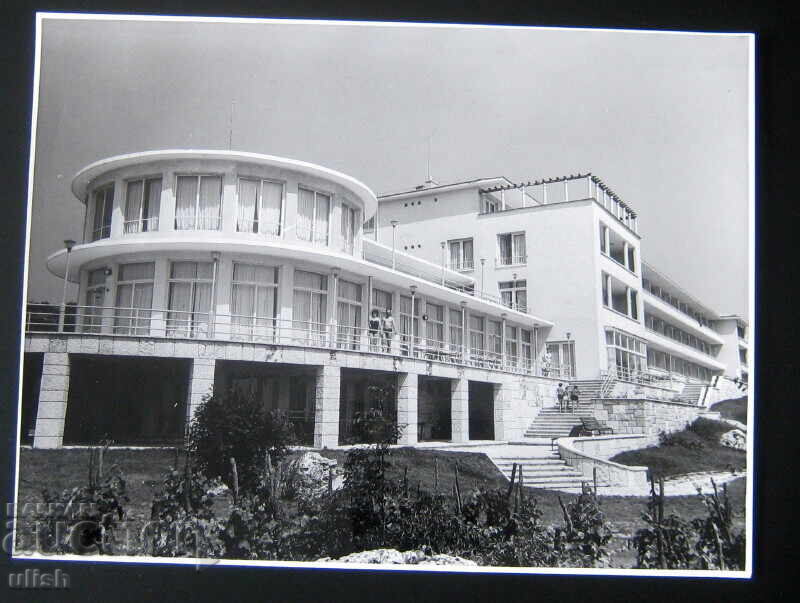 Old photo art, sea hotel from socialism