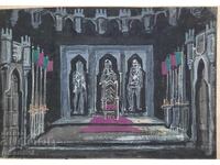 Old gouache painting by artist Asen Popov