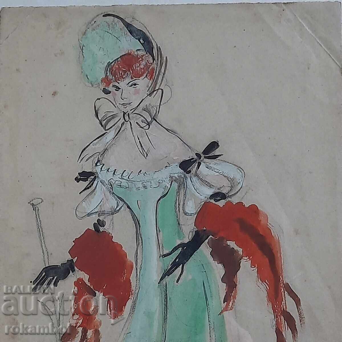 Livrarea Tablou vechi guașă de pictor Asen Popov Livrarea Tablou vechi guașă de pictor Asen Popov