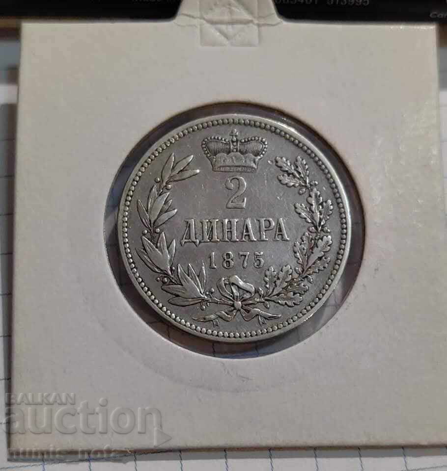 2 dinars 1875 year Serbia 2 dinars 1875 year Serbia