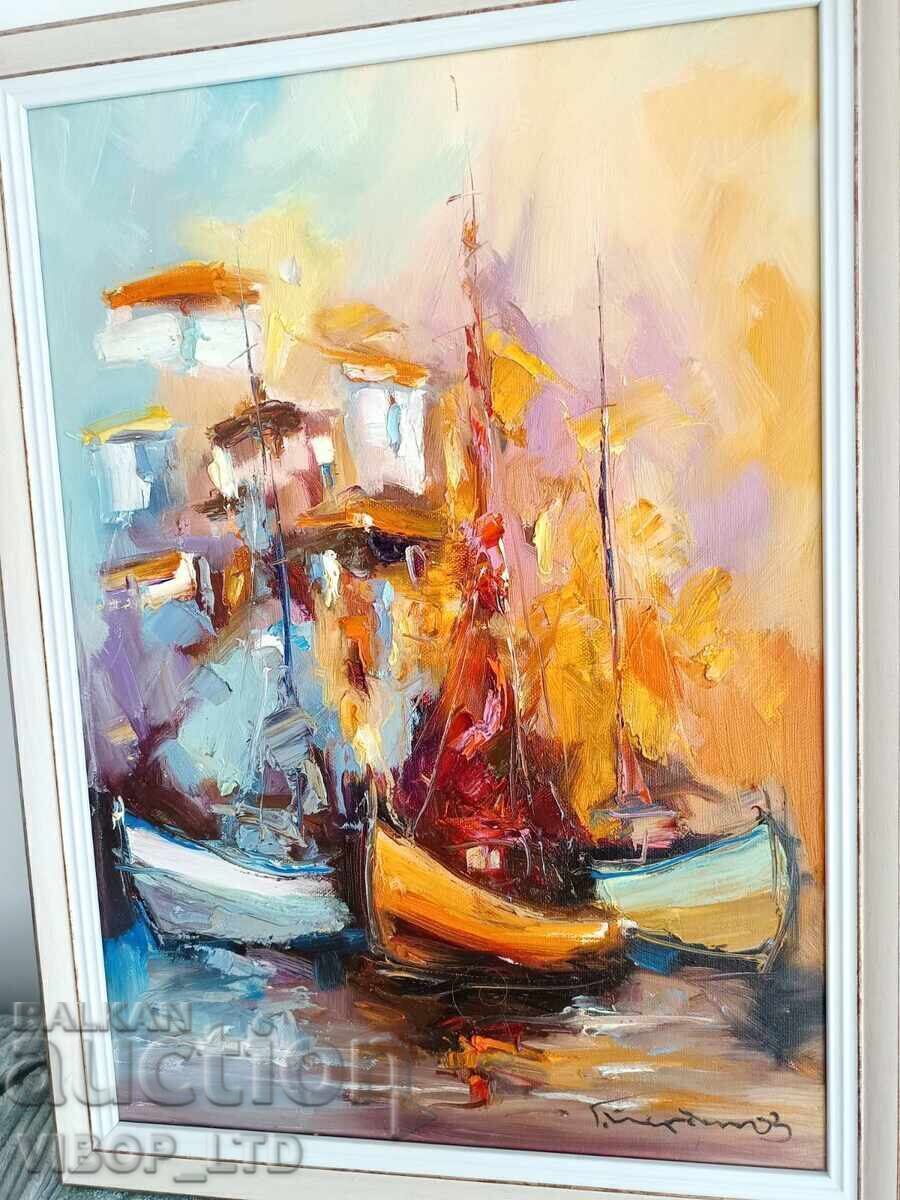 Delivery of Artist Yordanov / SAILBOATS, painting 55.2/40.7 cm / frame / signed