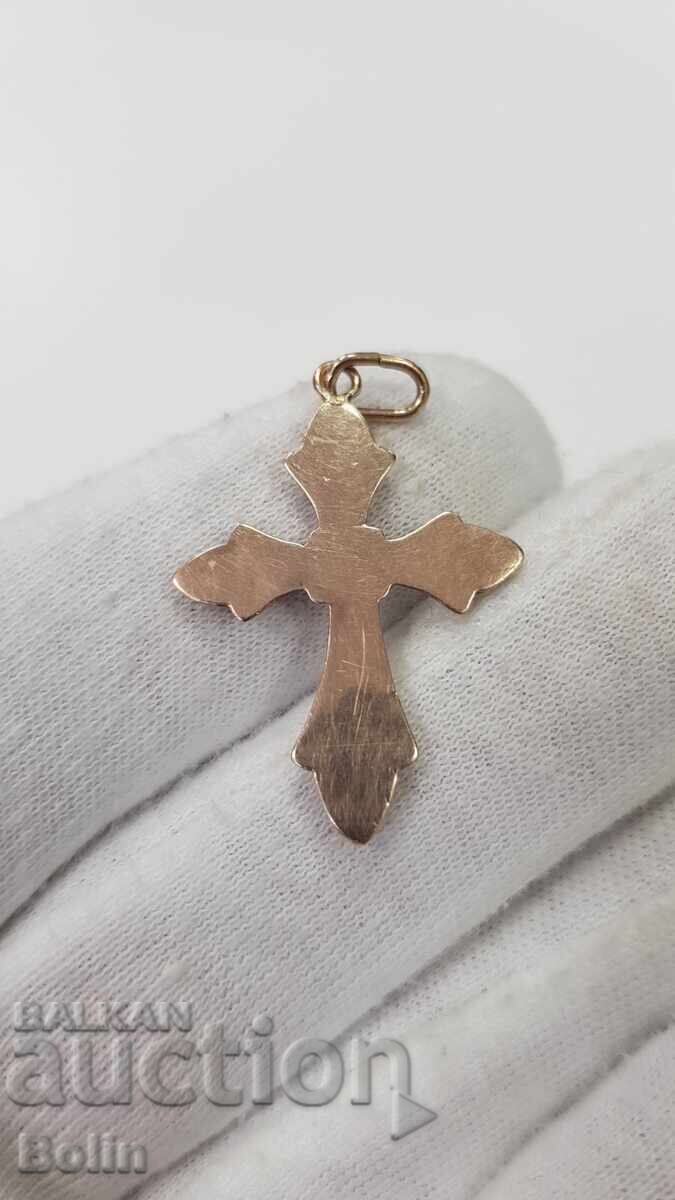 Very rare gold cross with enamel Victorian Era 19th century - 6