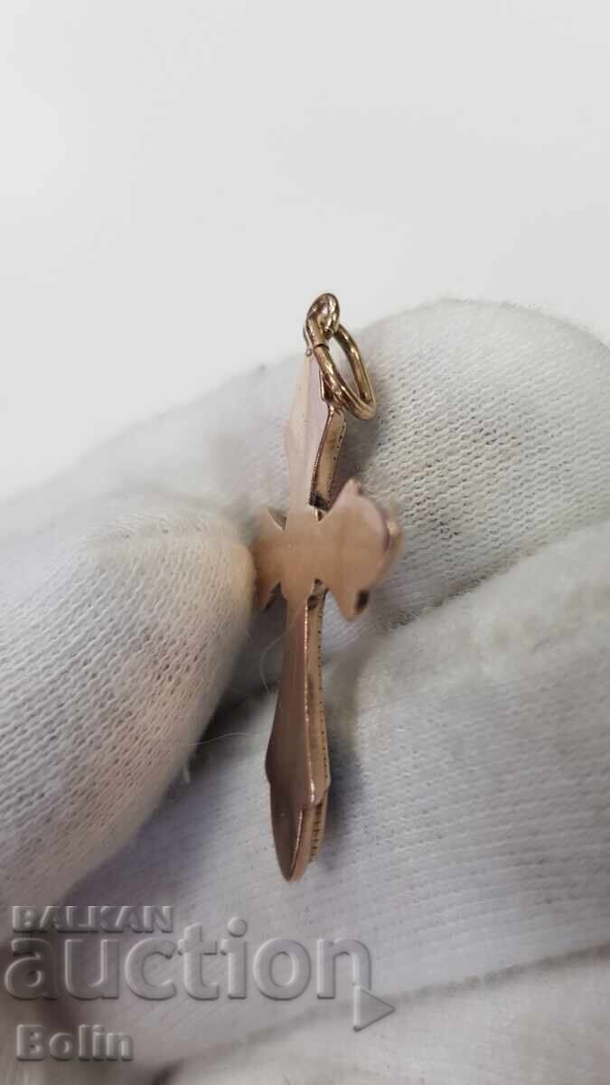 Very rare gold cross with enamel Victorian Era 19th century - 7