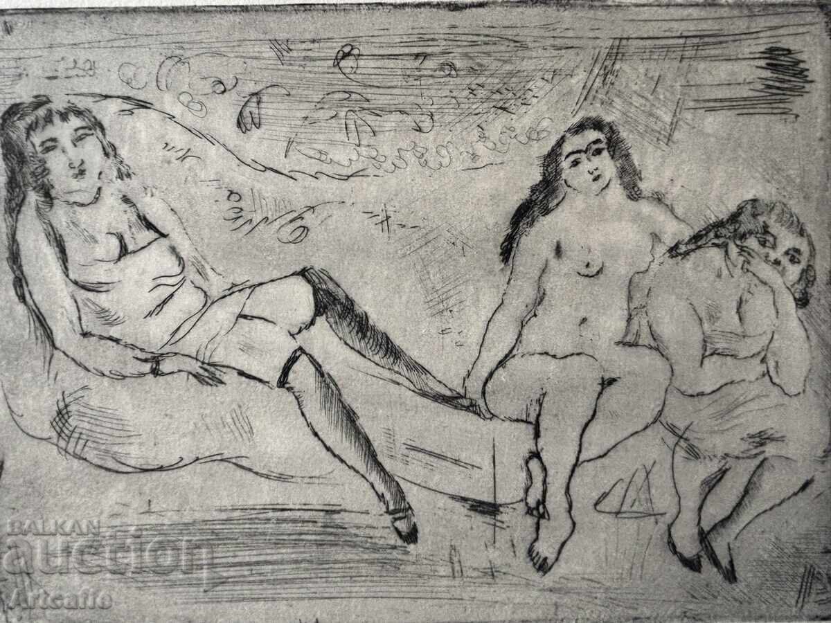 Ζουλ Πασκίν - αυθεντικό χαρακτικό ξηρής χάραξης, οφώρτ 1921 - 5