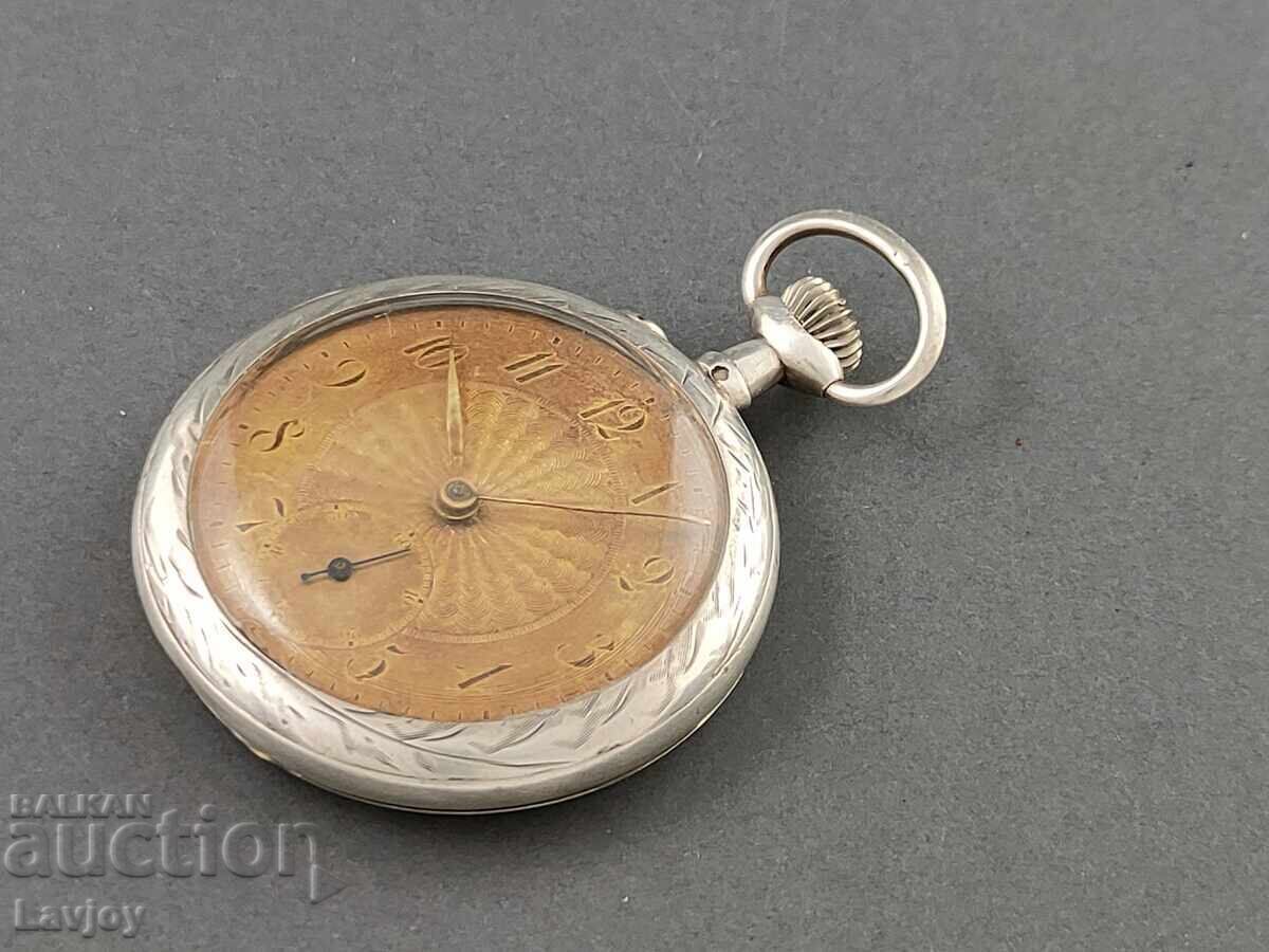 Δημοπρασία Ασημένιο ρολόι τσέπης με σκηνή κυνηγιού Δημοπρασία Ασημένιο ρολόι τσέπης με σκηνή κυνηγιού