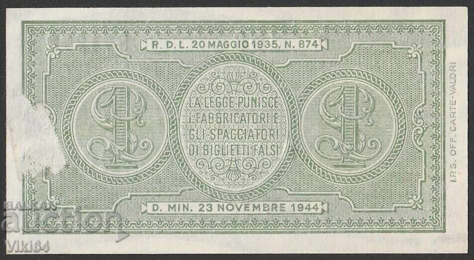 Bancnotă Italia 1 liră 1944 cu preț 14.99 BGN | € 7.66 Bancnotă Italia 1 liră 1944 cu preț 14.99 BGN | € 7.66
