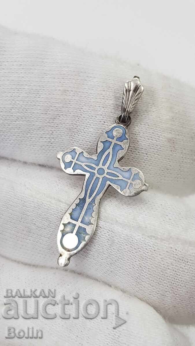 Аукцион Колекционен сребърен кръст, кръстче с емайл Европа 950 проба