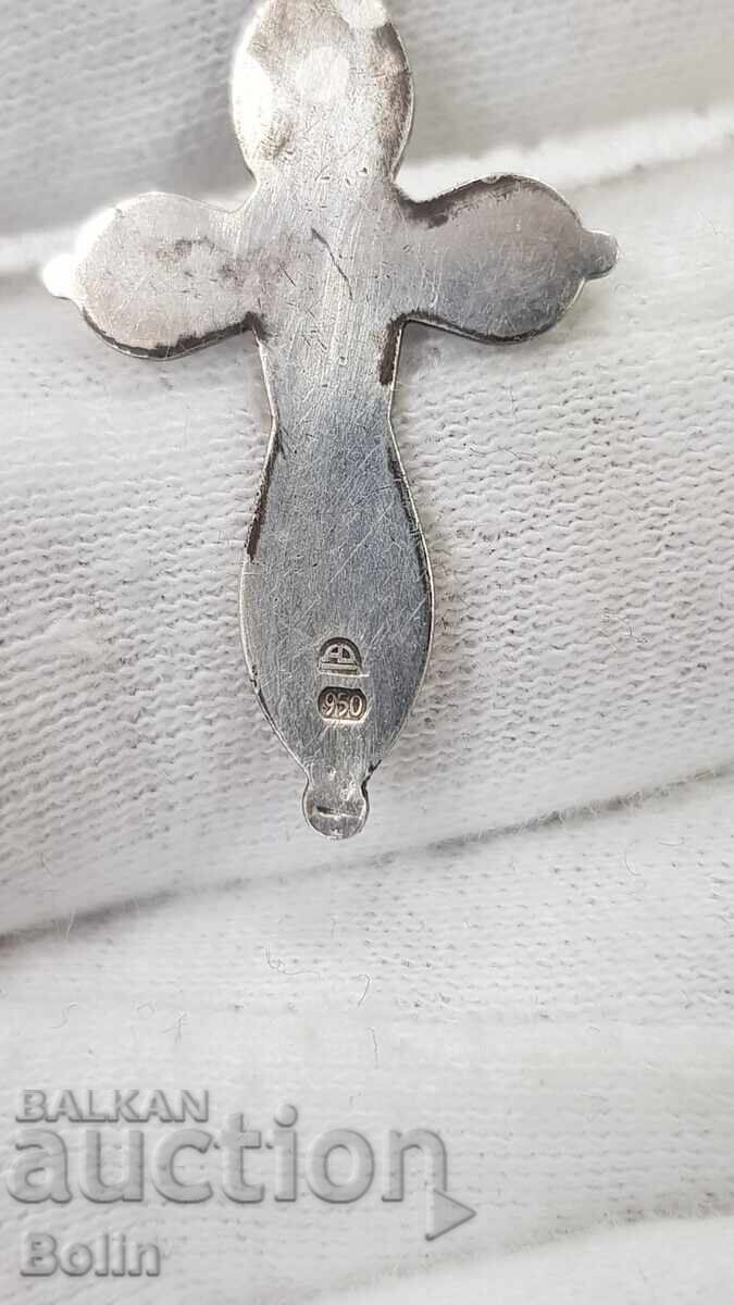 Доставка на Колекционен сребърен кръст, кръстче с емайл Европа 950 проба