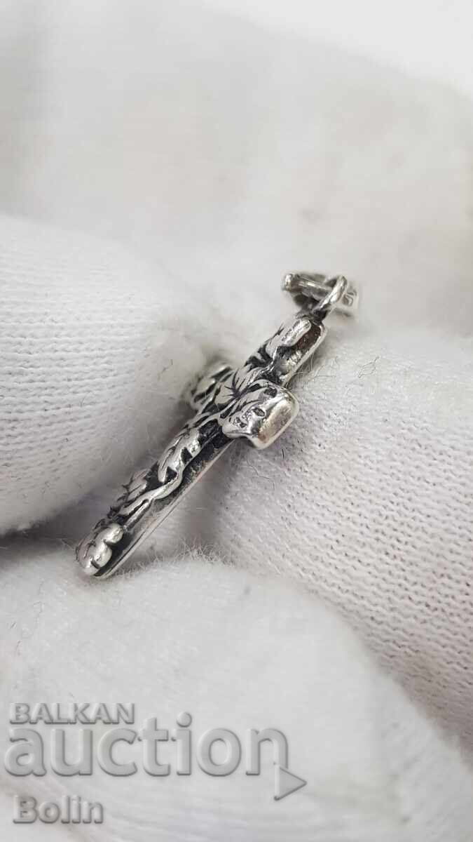 Όμορφος ασημένιος σταυρός, σταυρουδάκι με αλυσίδα 925 π.χ. Ευρώπη - 5