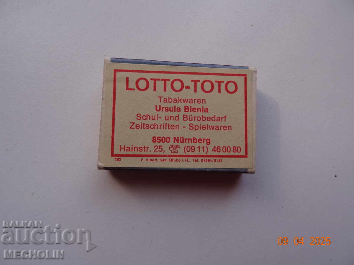КОЛЕКЦИОНЕРСКИ КИБРИТ LOTTO - TOTO КОЛЕКЦИОНЕРСКИ КИБРИТ LOTTO - TOTO