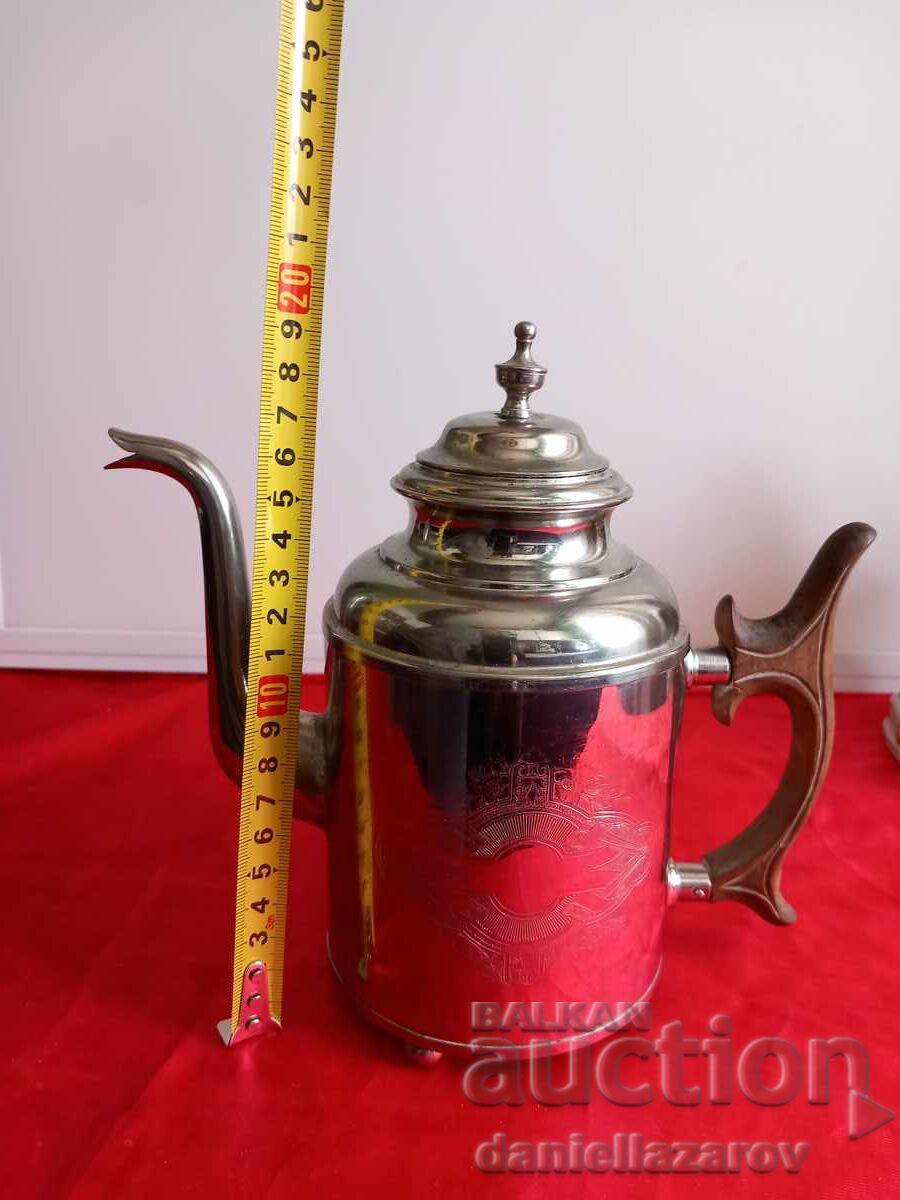 Old Silver-Plated Jug, Teapot with Monogram - 7 Old Silver-Plated Jug, Teapot with Monogram - 7