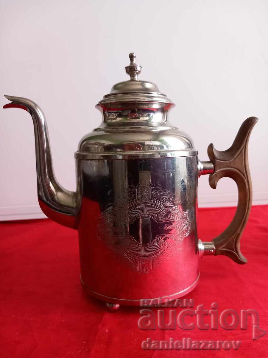 Old Silver-Plated Jug, Teapot with Monogram Old Silver-Plated Jug, Teapot with Monogram