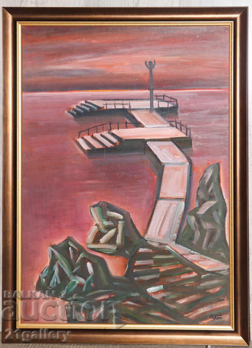 Prof. Stoyan Domuschiev (1935-2021) Marine Landscape with price 1000.00 BGN | € 511.29