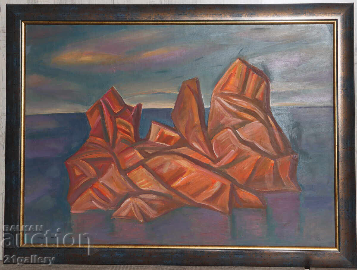 Аукцион Проф. Стоян Домусчиев (1935-2021) Морски пейзаж - скали Аукцион Проф. Стоян Домусчиев (1935-2021) Морски пейзаж - скали