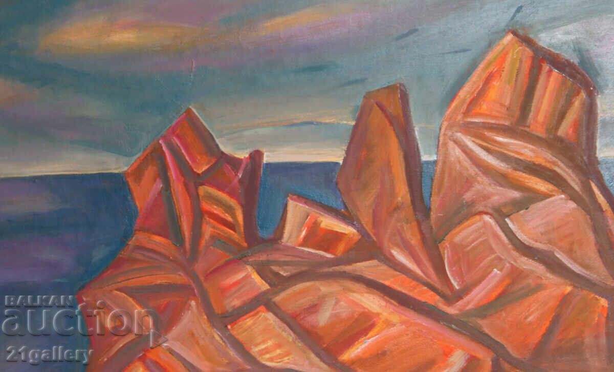 Доставка на Проф. Стоян Домусчиев (1935-2021) Морски пейзаж - скали Доставка на Проф. Стоян Домусчиев (1935-2021) Морски пейзаж - скали