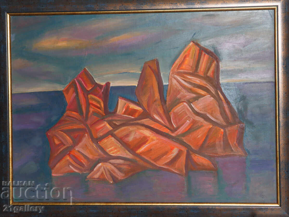 Проф. Стоян Домусчиев (1935-2021) Морски пейзаж - скали Проф. Стоян Домусчиев (1935-2021) Морски пейзаж - скали