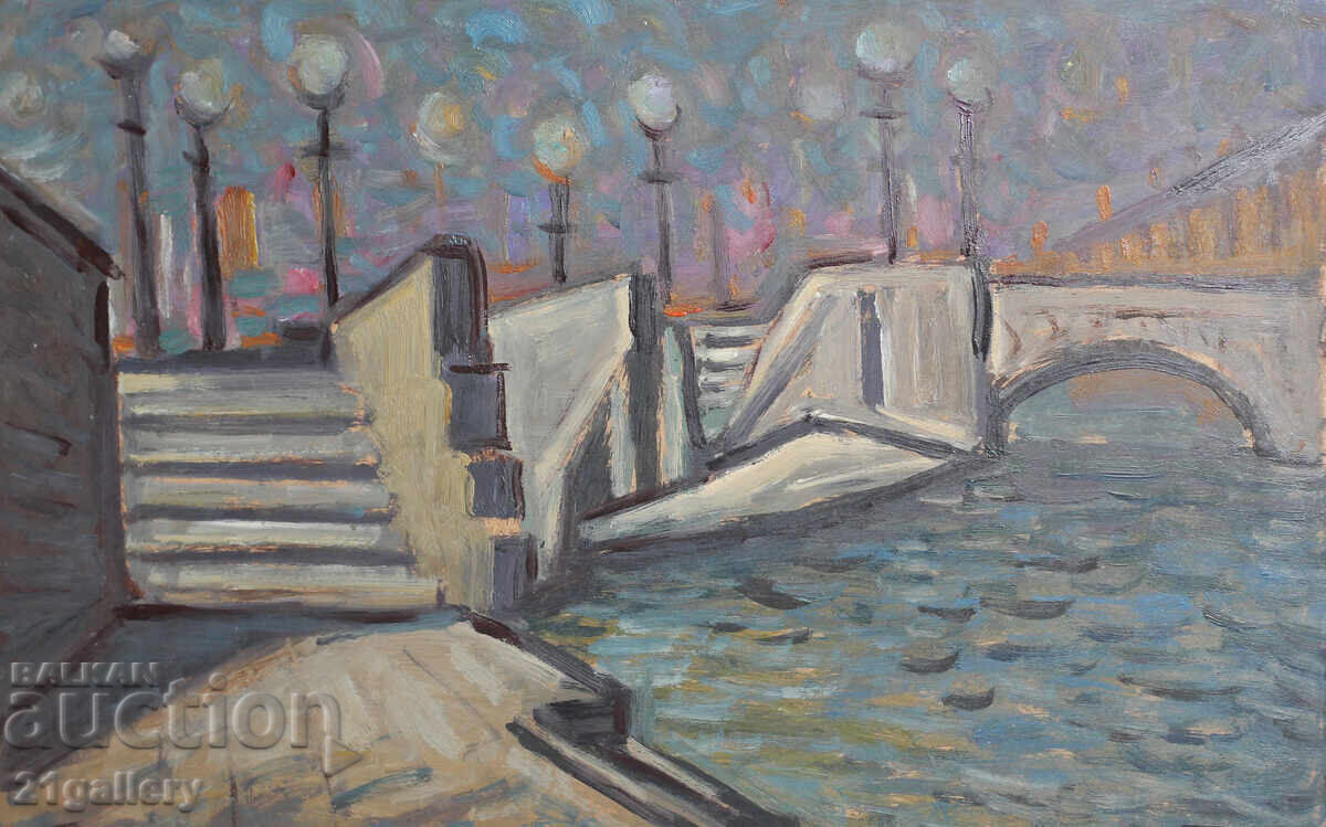 Проф. Стоян Домусчиев (1935-2021) Пейзаж от Санкт Петербург с цена 500.00 лв. | € 255.65