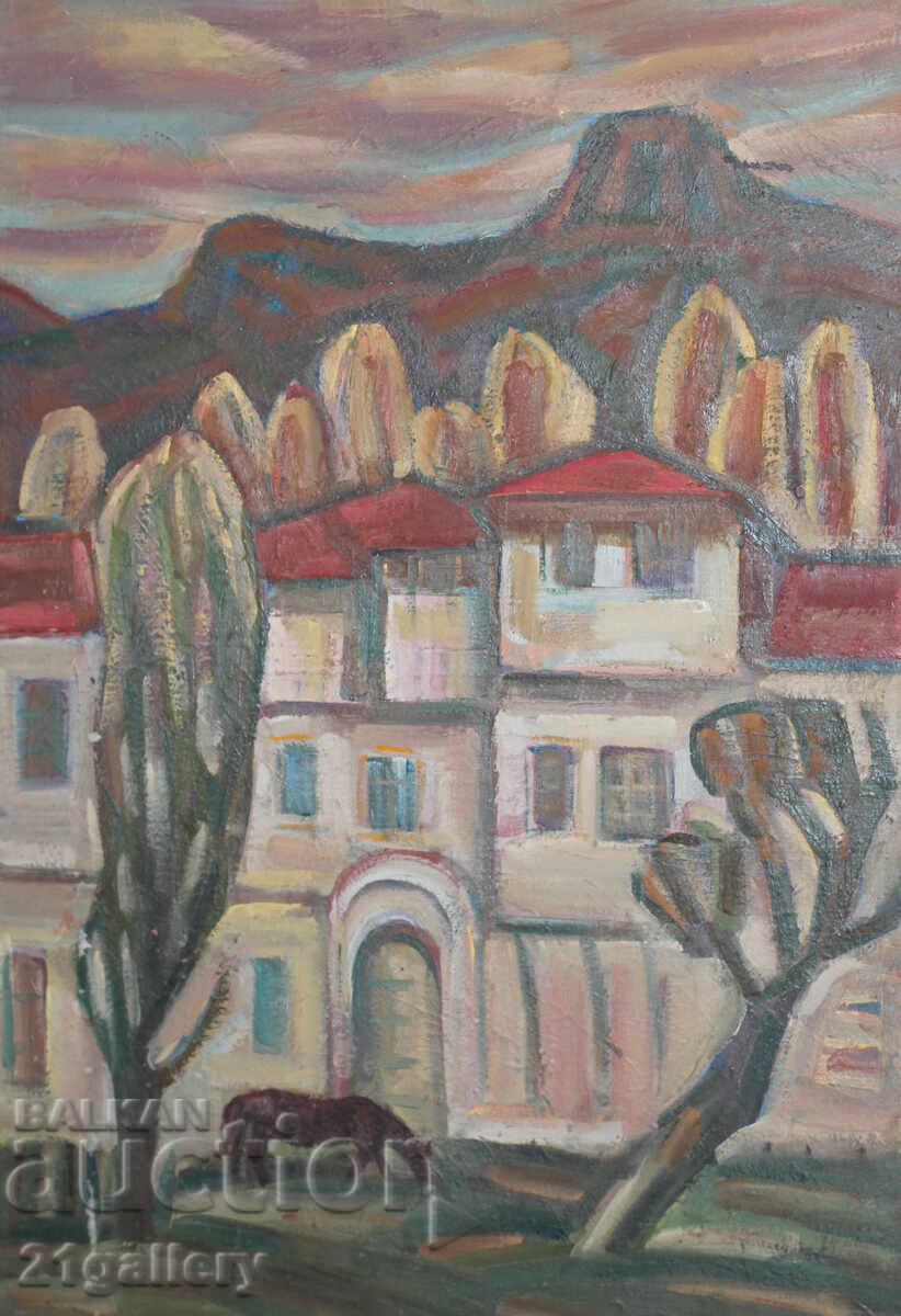 Проф. Стоян Домусчиев (1935-2021) Пейзаж / маслени бои с цена 450.00 лв. | € 230.08