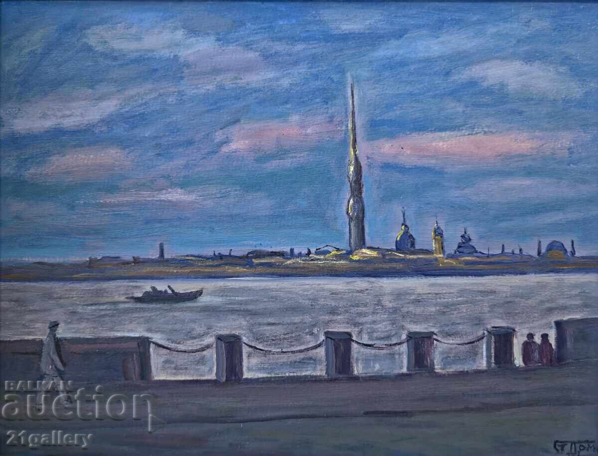 Проф. Стоян Домусчиев (1935-2021) Пейзаж от Санкт Петербург с цена 800.00 лв. | € 409.03 Проф. Стоян Домусчиев (1935-2021) Пейзаж от Санкт Петербург с цена 800.00 лв. | € 409.03