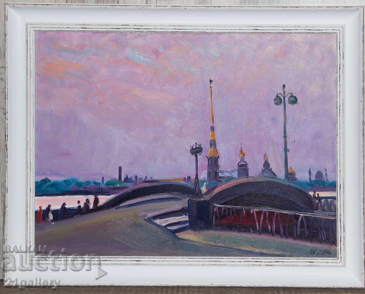 Проф. Стоян Домусчиев (1935-2021) Пейзаж от Санкт Петербург с цена 800.00 лв. | € 409.03 Проф. Стоян Домусчиев (1935-2021) Пейзаж от Санкт Петербург с цена 800.00 лв. | € 409.03