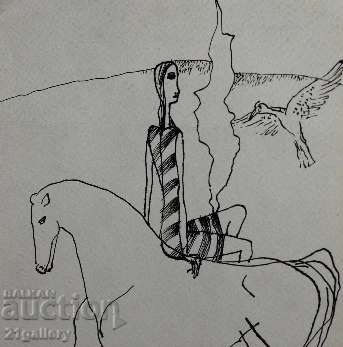 Παράδοση Ηλίας Ρangelov Γυναίκα με άλογο και πουλί 1991