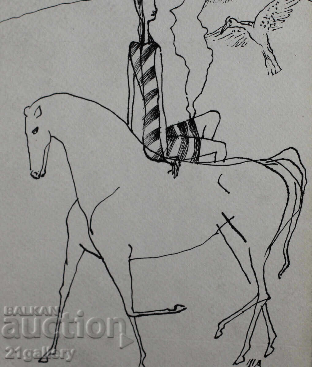 Ηλίας Ρangelov Γυναίκα με άλογο και πουλί 1991 - 5