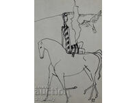 Ilia Rangelov Femeie cu cal și pasăre 1991g