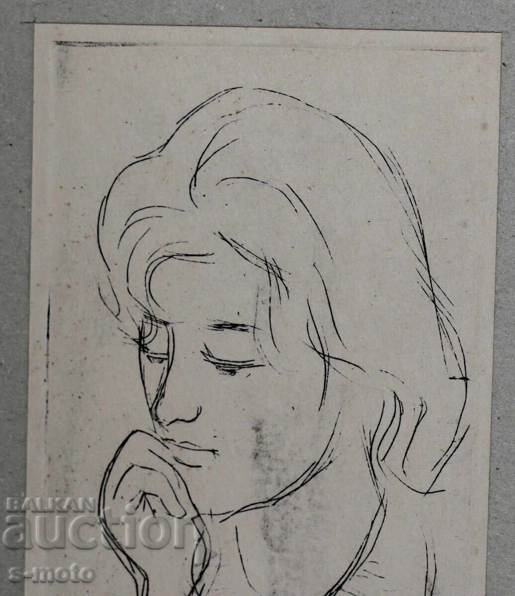 Georgi Penchev (1925–2014) etching portrait 1965 - 5