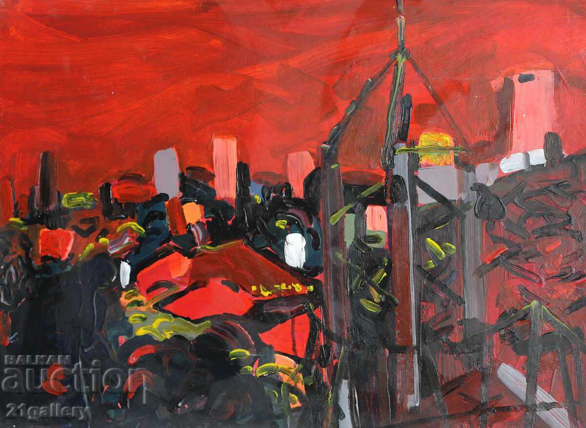 Peisaj abstract, uleiuri, nesemnat cu preț 450.00 BGN | € 230.08