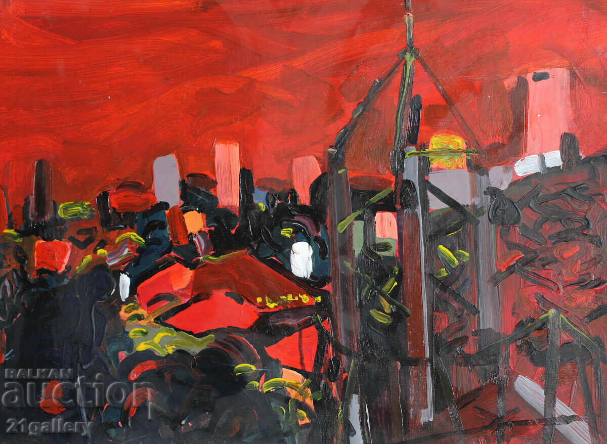 Peisaj abstract, uleiuri, nesemnat