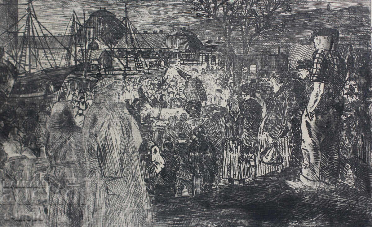 Стара графика, офорт пристанище - 7 Стара графика, офорт пристанище - 7