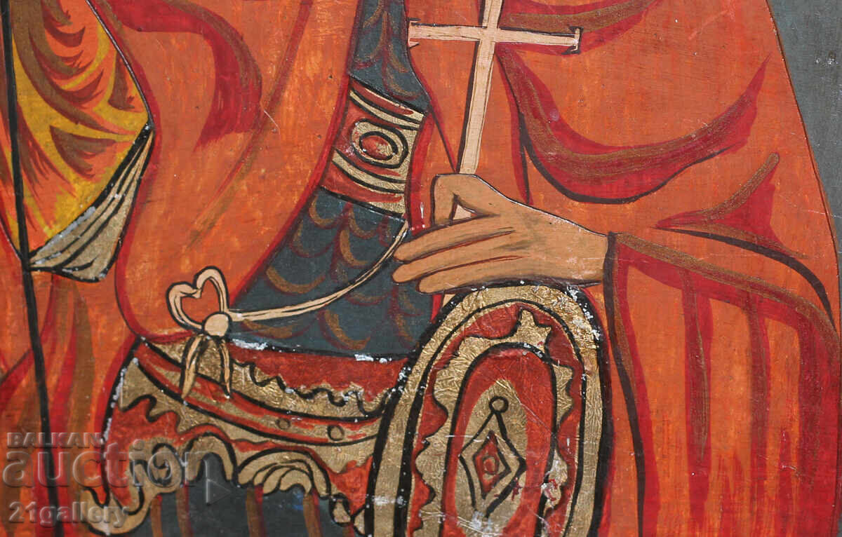 Veche icoană pictată manual din secolul al XIX-lea a Sfântului Dimitrie - 7