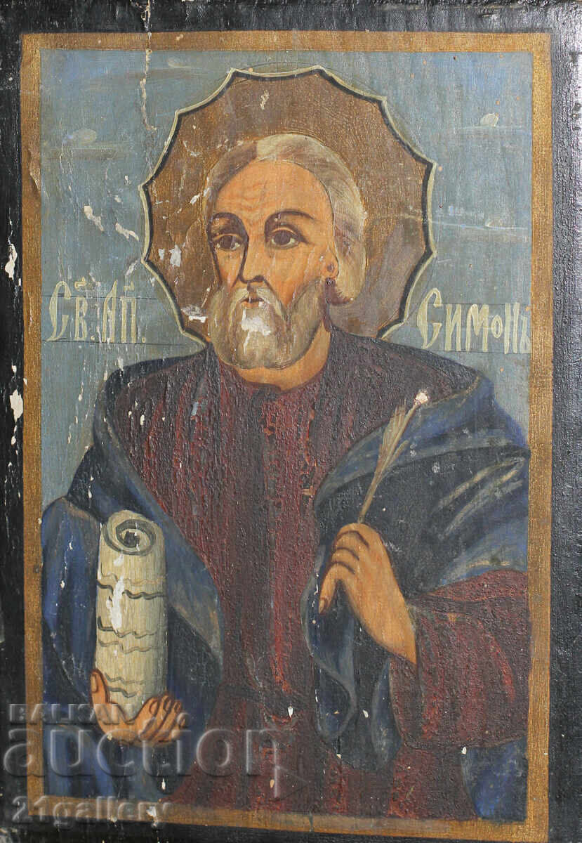 Hand-painted 19th-century icon of St. Simon the Zealot