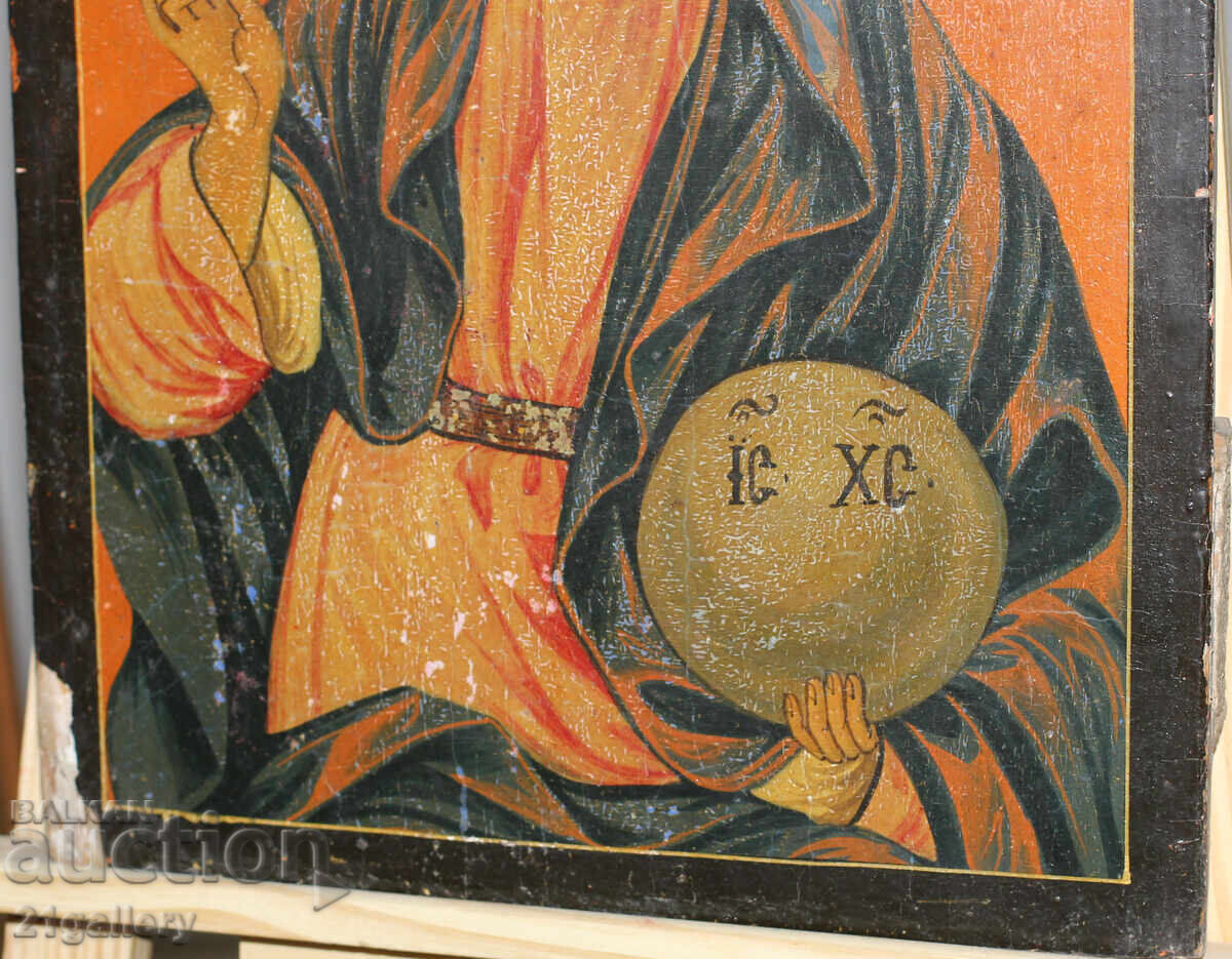 Icoană pictată manual din secolul al XIX-lea a lui Iisus Hristos Pantocrator - 6