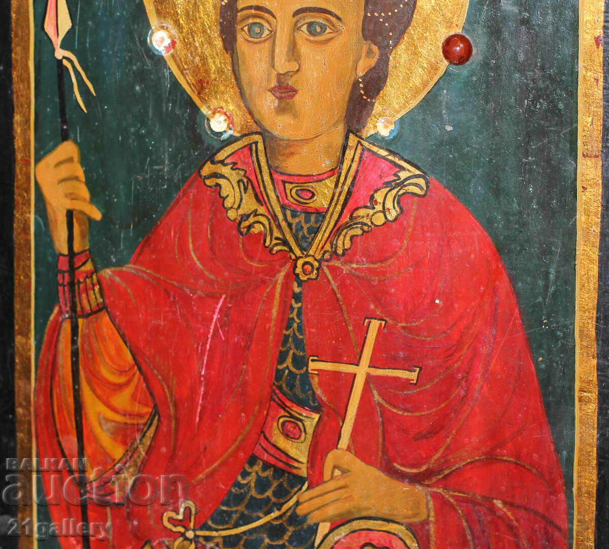 Veche icoană pictată manual din secolul al XIX-lea a Sfântului Dimitrie - 5 Veche icoană pictată manual din secolul al XIX-lea a Sfântului Dimitrie - 5