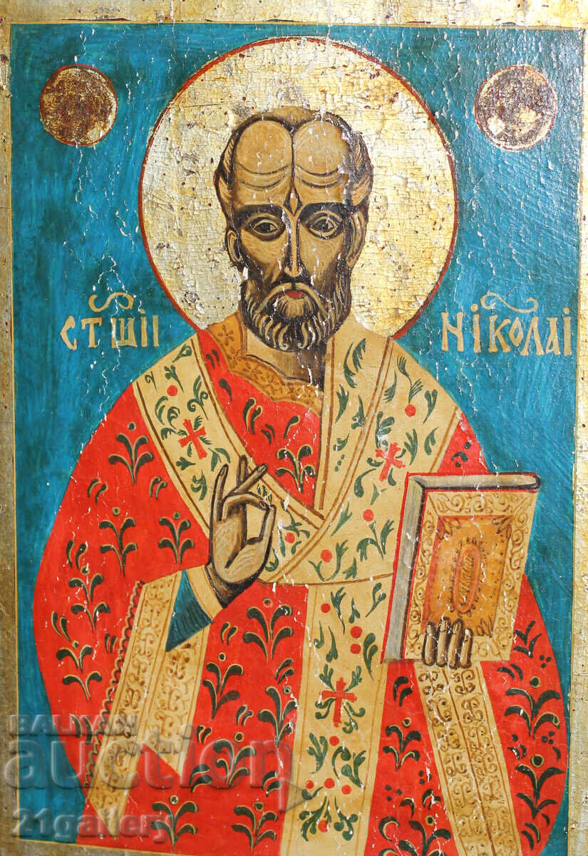 19 век стара икона Свети Николай Чудотворец 19 век стара икона Свети Николай Чудотворец