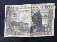 Mali 1000 Francs Niger River Dam Rare Banknote