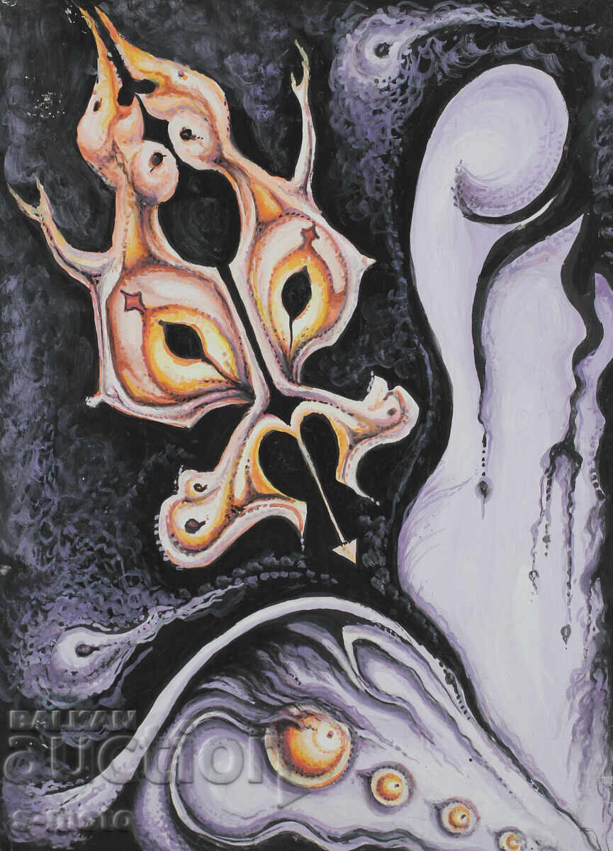 Μαργαρίτα Πετρόβα, γκουάς / παστέλ αφηρημένη σύνθεση με τιμή 250.00 BGN | € 127.82