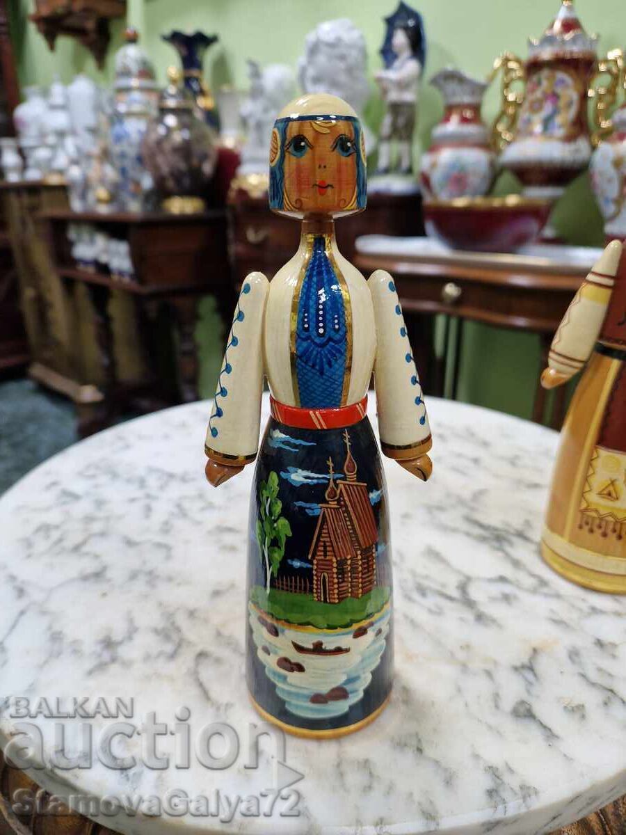 Pereche de figurine rare din lemn rusești, Petrozavodsk - 5
