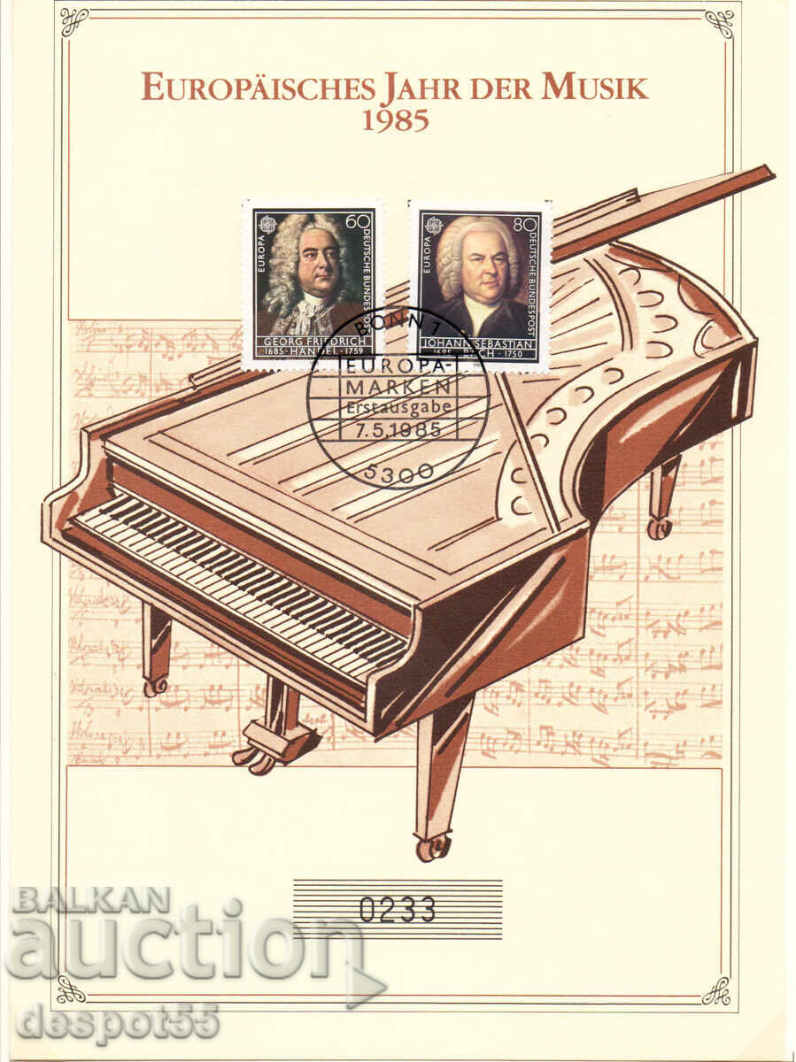 1985 RFG. Europa. Anul European al Muzicii. Card maxim 1985 RFG. Europa. Anul European al Muzicii. Card maxim