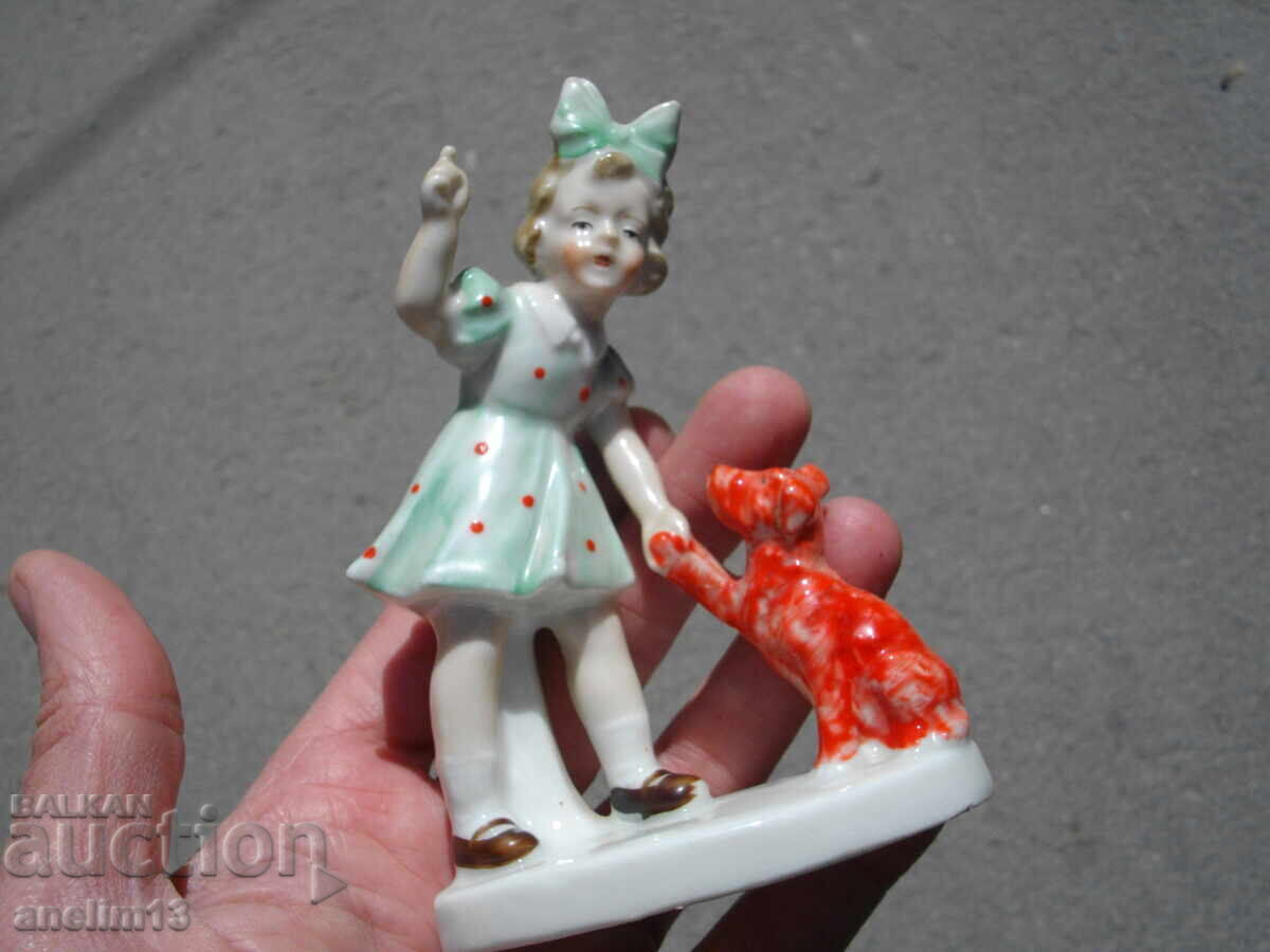 OLD PORCELAIN GIRL WITH DOG MARKED with price € 25.00 | 48.90 BGN