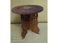 Măsuță sculptată în lemn, vintage, pliabilă, pentru cunoscători