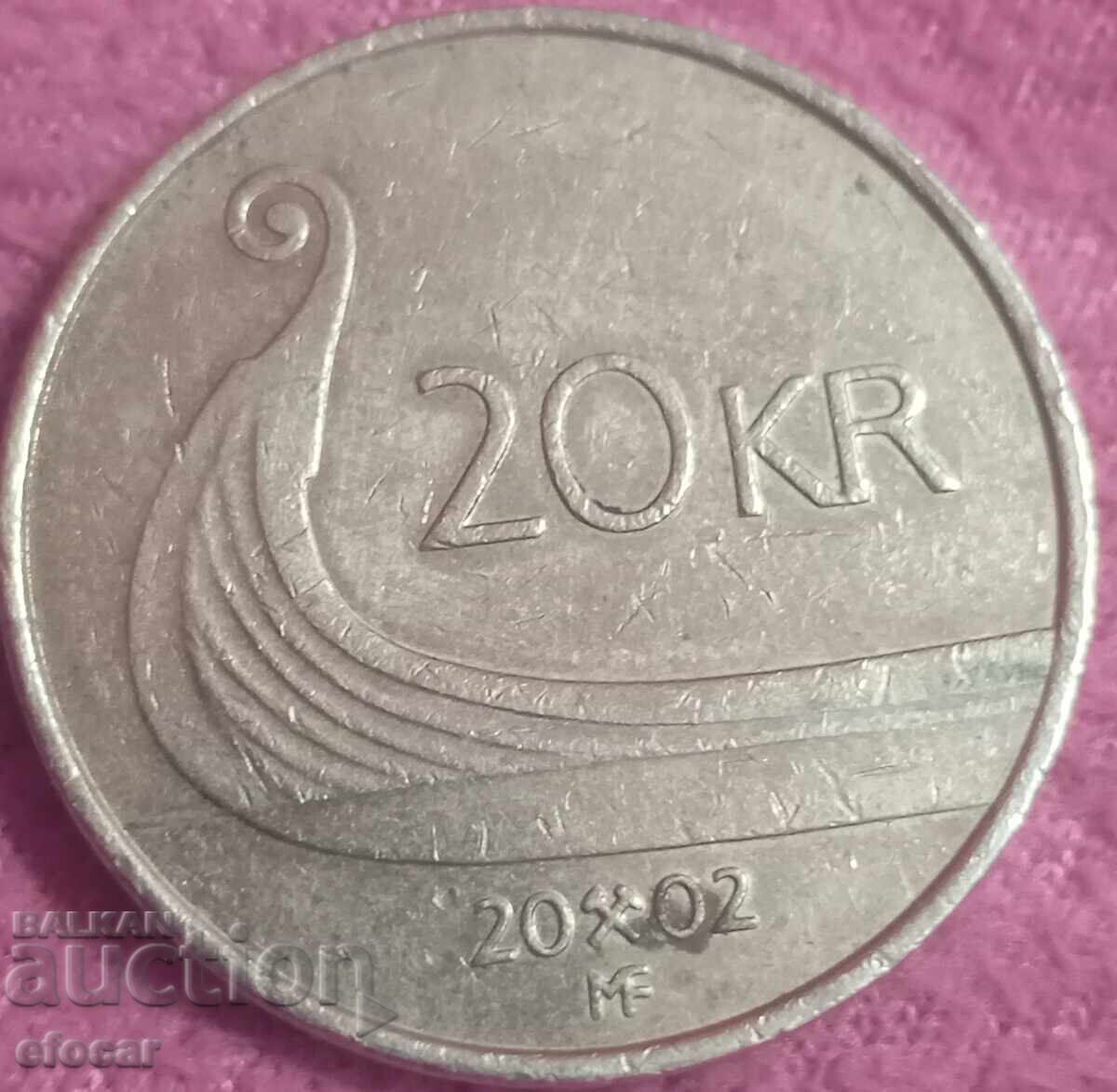 20 крони Норвегия 2002 с цена € 4.50 | 8.80 лв.