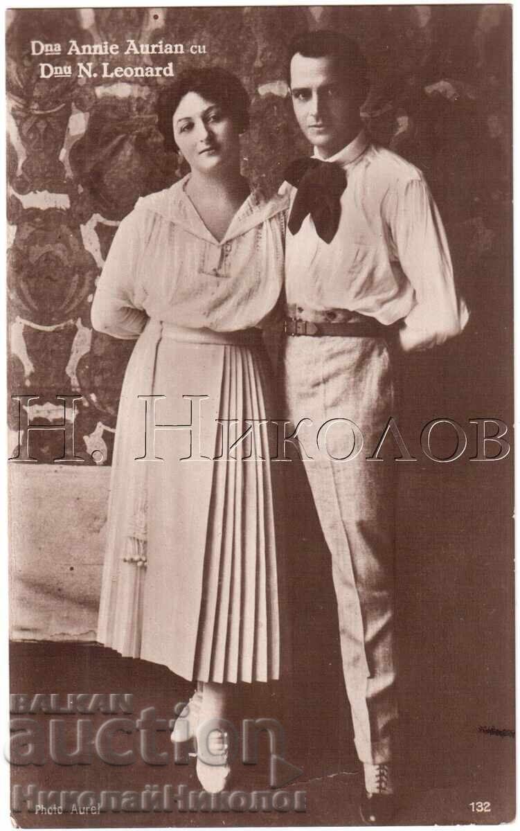 CARTE VECHE CARD FILM ACTRIȚA ANNI AURIAN ȘI N. LEONARD D673