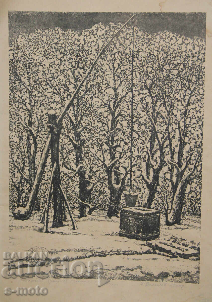 Graphics, lithograph landscape 1989