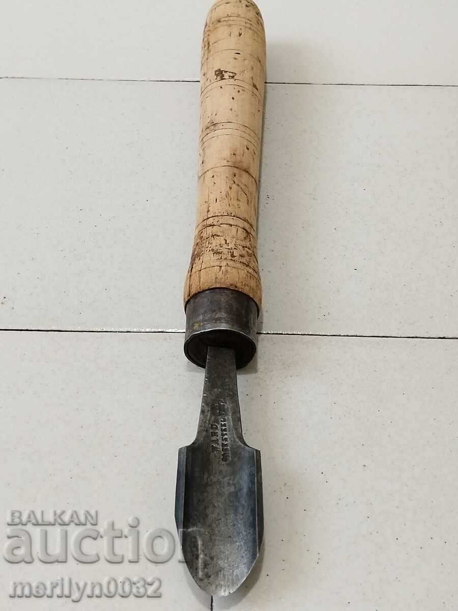 Παλιό μαρκαρισμένο σκαρπέλο για ξυλογλυπτική, ξυλουργικό εργαλείο - 5
