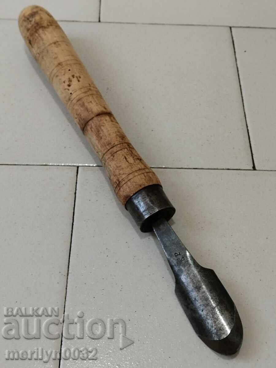 Παλιό μαρκαρισμένο σκαρπέλο για ξυλογλυπτική, ξυλουργικό εργαλείο - 6