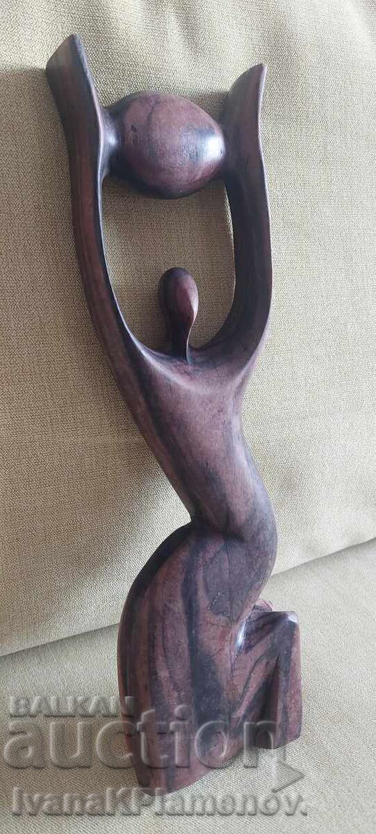 Sculptură în lemn masiv pentru cunoscători, excelentă, 30cm Sculptură în lemn masiv pentru cunoscători, excelentă, 30cm