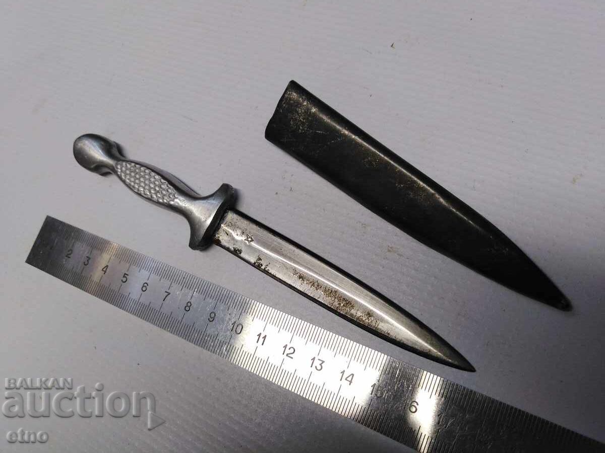OLD BULGARIAN KNIFE - DAGGER WITH A METAL-SHEETED WOODEN SCABBARD with price 65.00 BGN | € 33.23