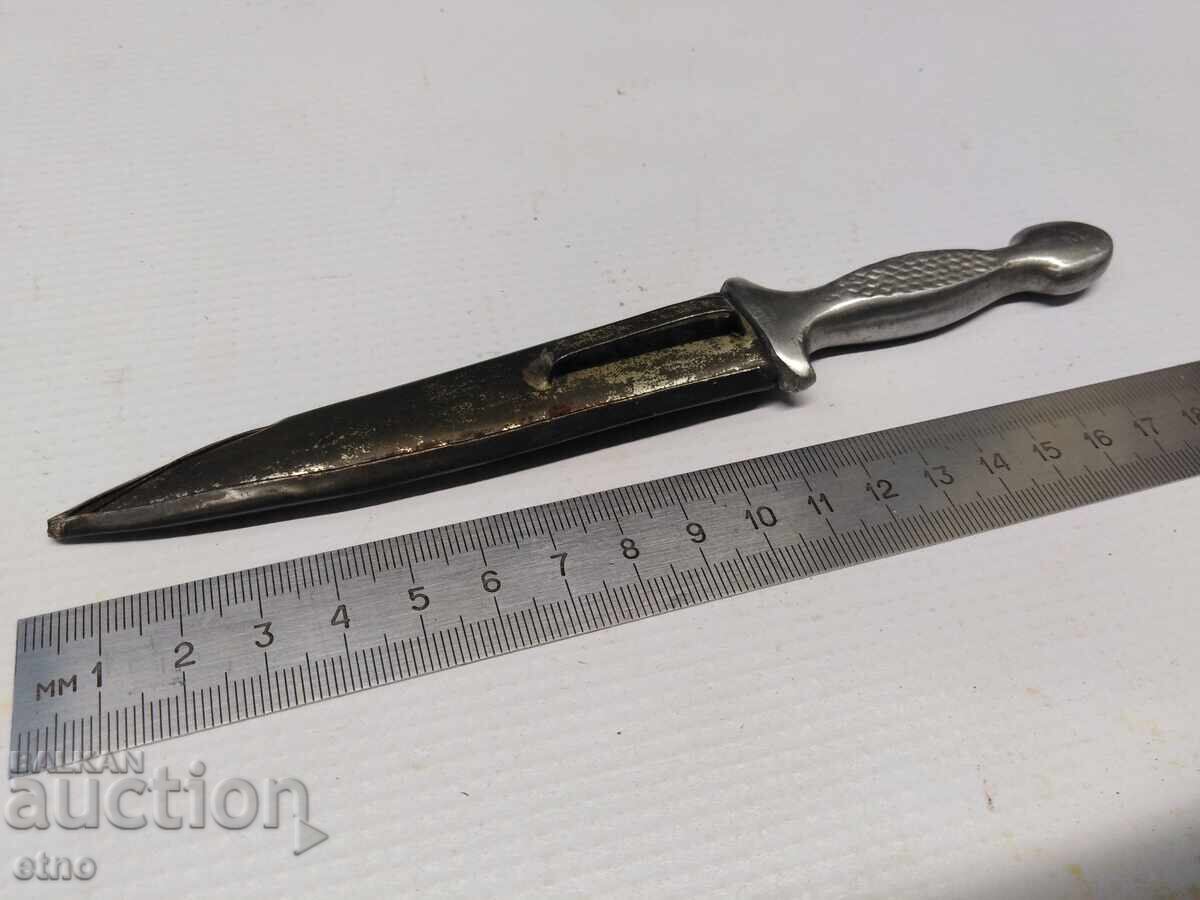 OLD BULGARIAN KNIFE - DAGGER WITH A METAL-SHEETED WOODEN SCABBARD - 6